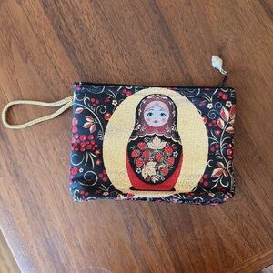Matryoshka Design Black and Gold Clutch